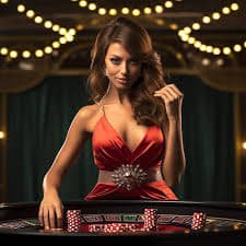 Tampilan tabel blackjack Diamond Empire dengan dealer profesional dan antarmuka HD yang responsif